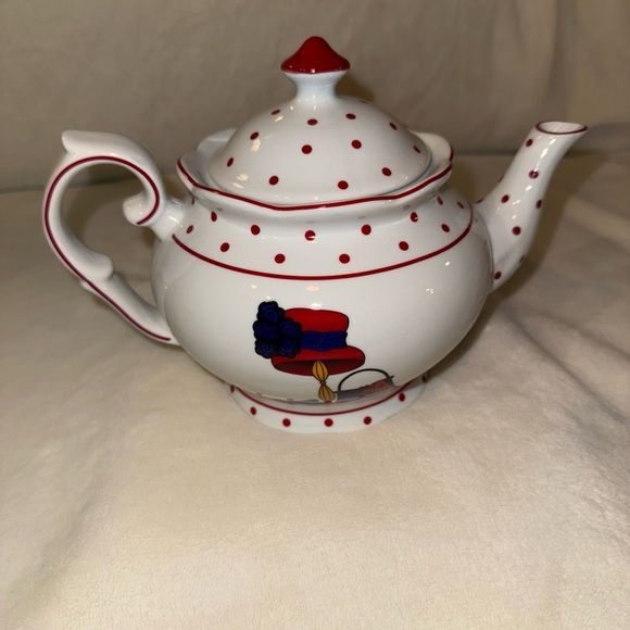 A Special Place Red Hat Society White Porcelain Tea Pot Hat Gloves Shoes Purse - Picture 3 of 7